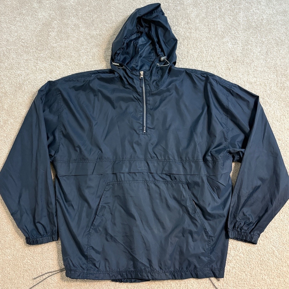 Vintage Foot‎ Locker Pullover Windbreaker Jacket Anorak Y2K Urban Hooded Blue XL